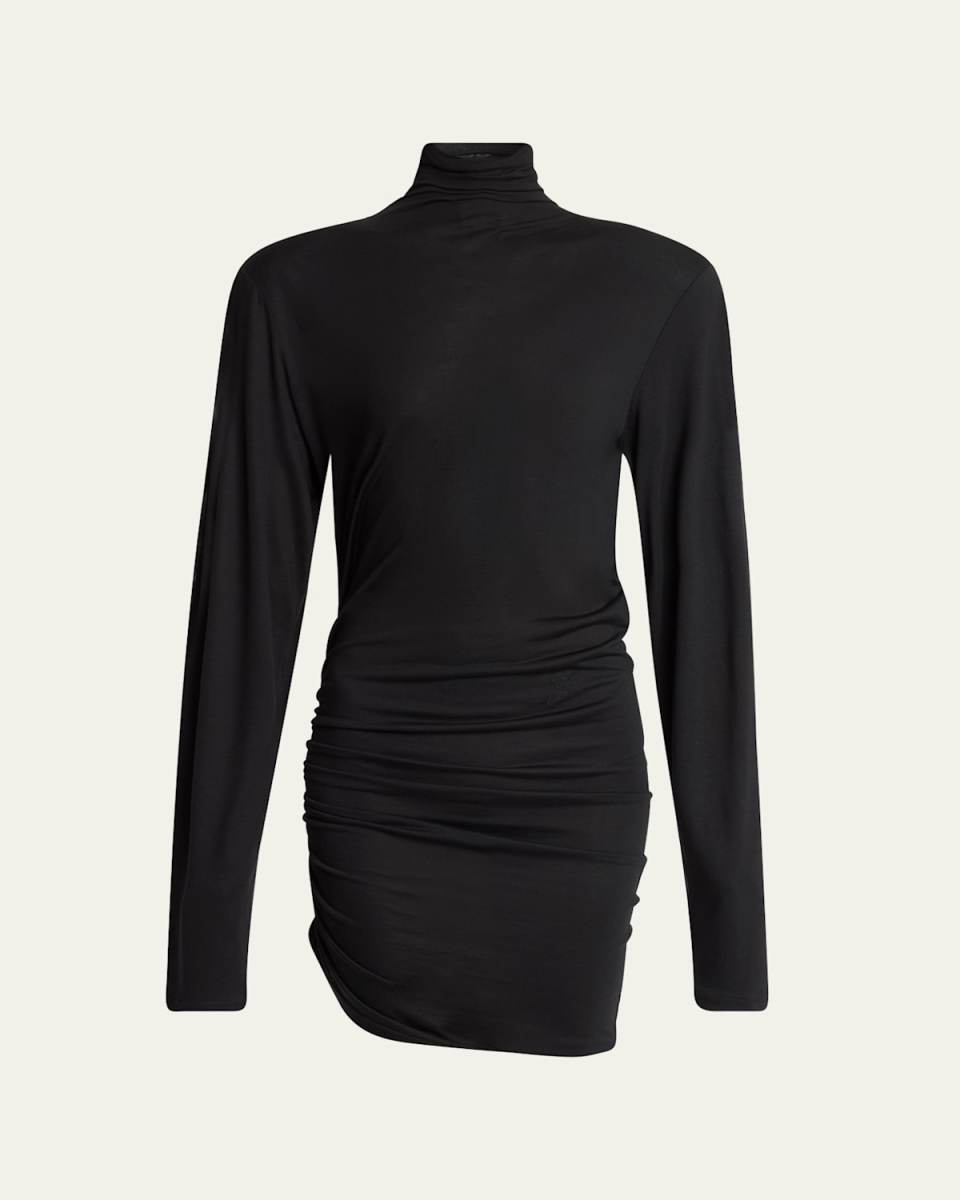 La Spallina Turtleneck Ruched Mini Dress